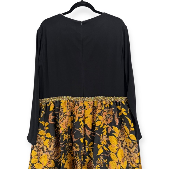 NEW Mac Duggal Black Long Sleeve Floral Brocade Ball Gown $598 - Size 20 - Picture 8 of 9